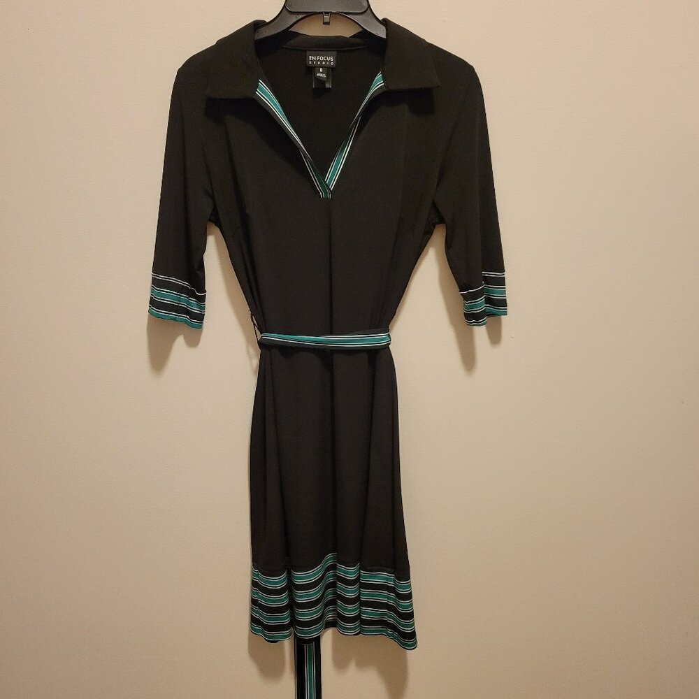 Black Striped Trim Dress - Size Small